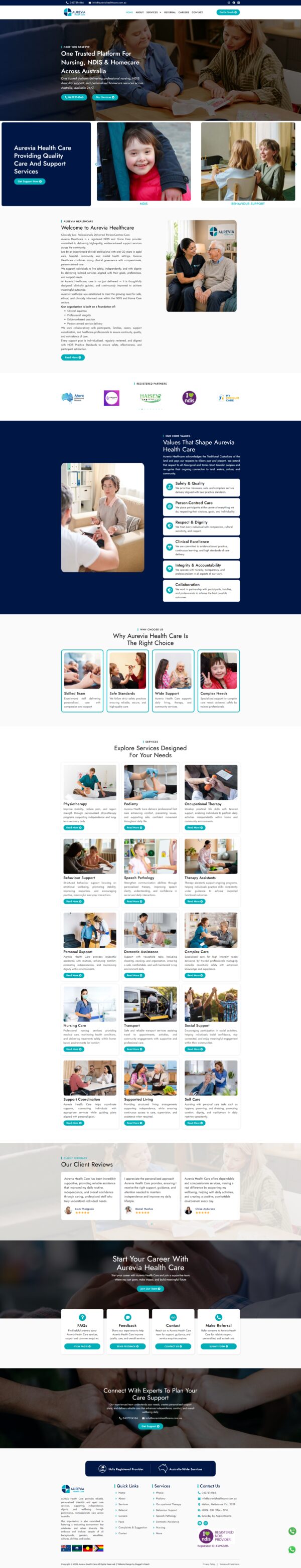 Aurevia Healthcare website designed by Duggal Infotech