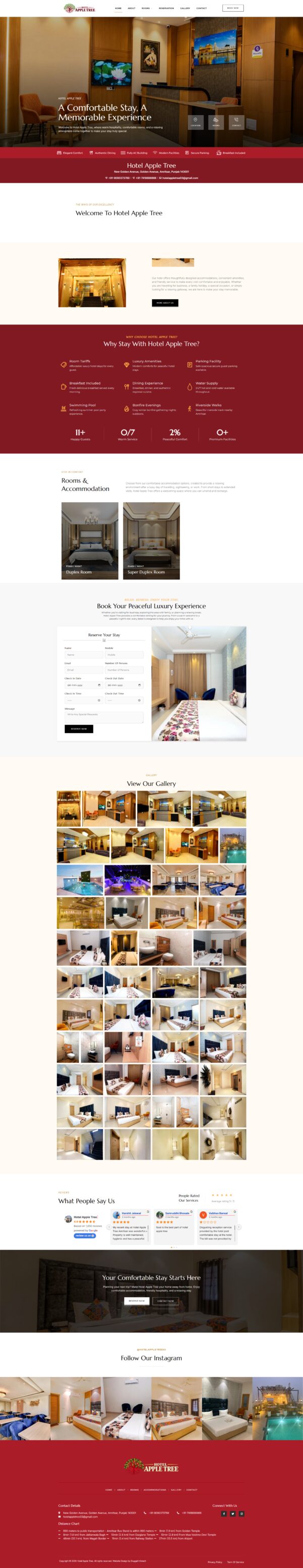 Hotel Apple Tree website designed by Duggal Infotech