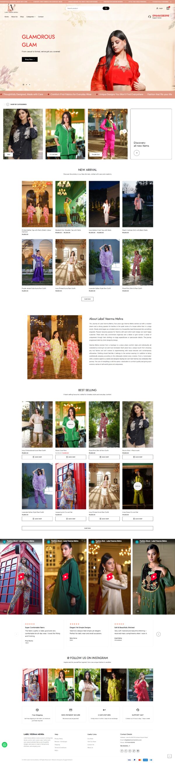 Label Veerma Mehra website designed by Duggal Infotech